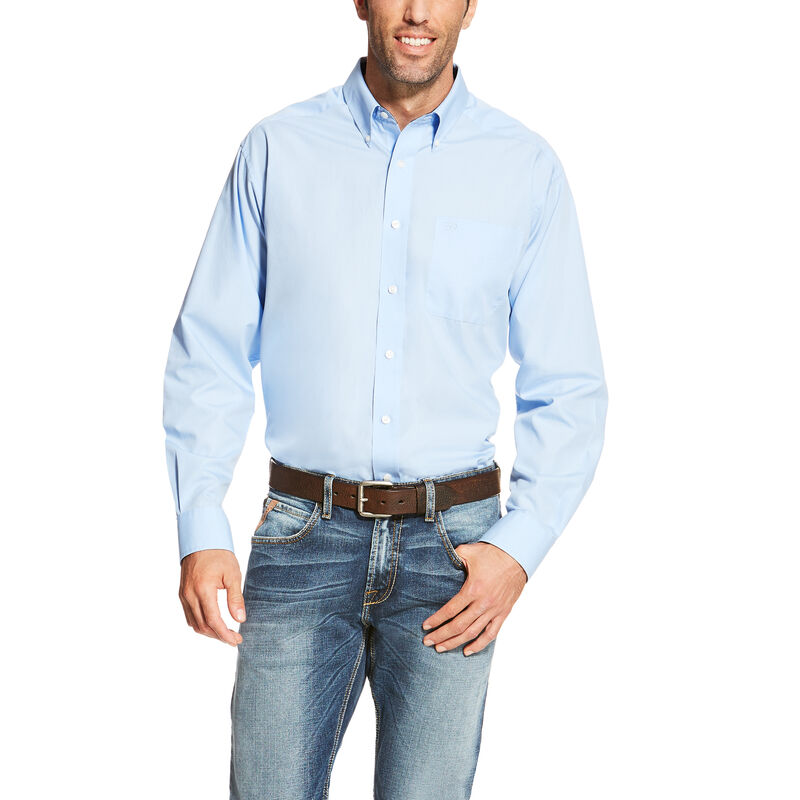 Ariat Hemden Herren - Wrinkle Free Solid HellBlau ( RJSNO-6490 )
